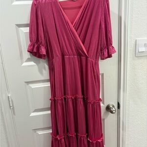 Ivy City Co Vibrant Pink Midi Dress